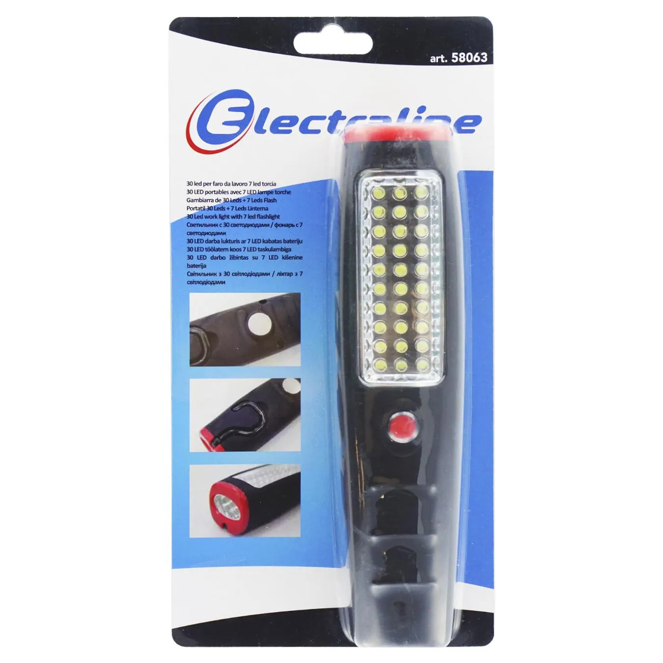 Ліхтар Electraline з магнітом та гачком 30 LED + 7 LED - Фото 1