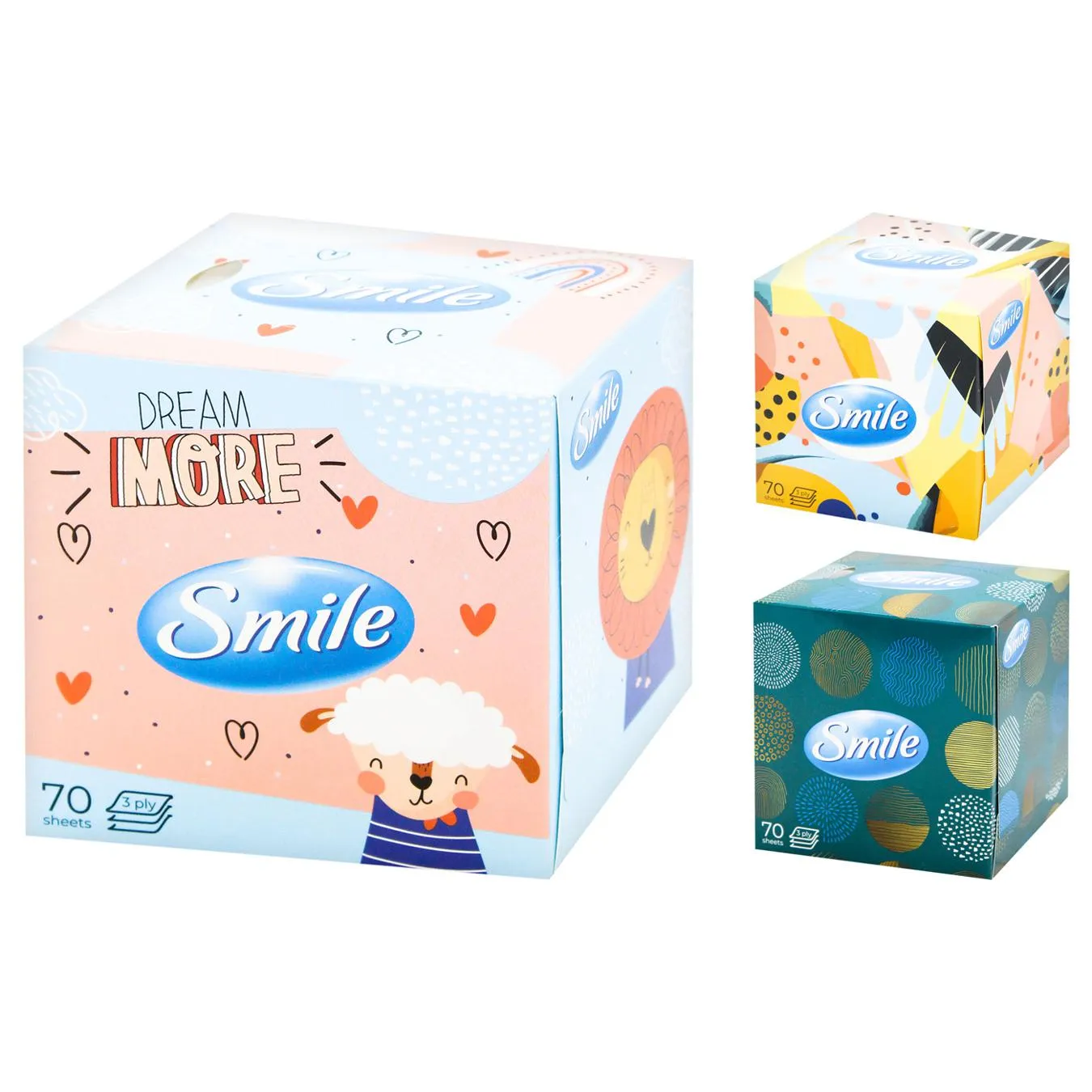 Серветки косметичні Smile білі 3-шарові 70л - Фото 7