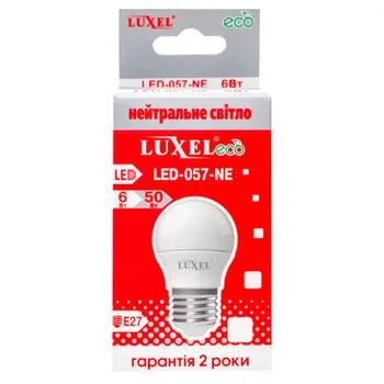 Лампа Luxel LED куля декоративна нейтральне світло 6Вт G45 E27 4000К 057-NЕ - Photo 1
