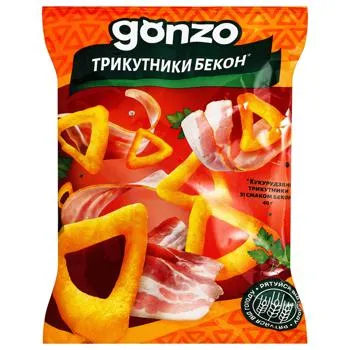 Трикутники кукурудзяні Gonzo зі смаком бекону 40г - Photo 1