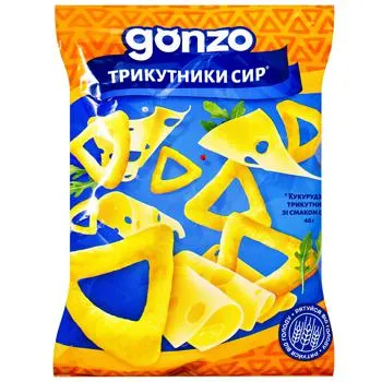 Трикутники кукурудзяні Gonzo зі смаком сиру 40г - Photo 1