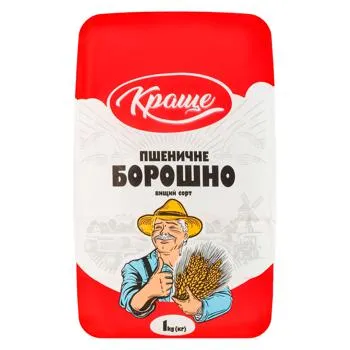 Борошно пшеничне Краще вищий сорт 1кг - Фото 1