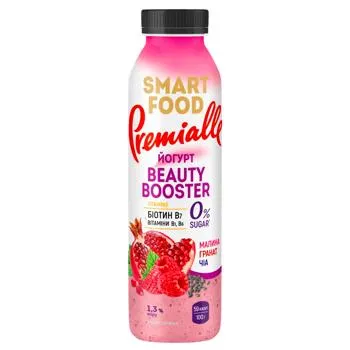 Йогурт Premialle Smart Food Вeauty Booster малина-гранат-чіа 1,3% 290г - Photo 4