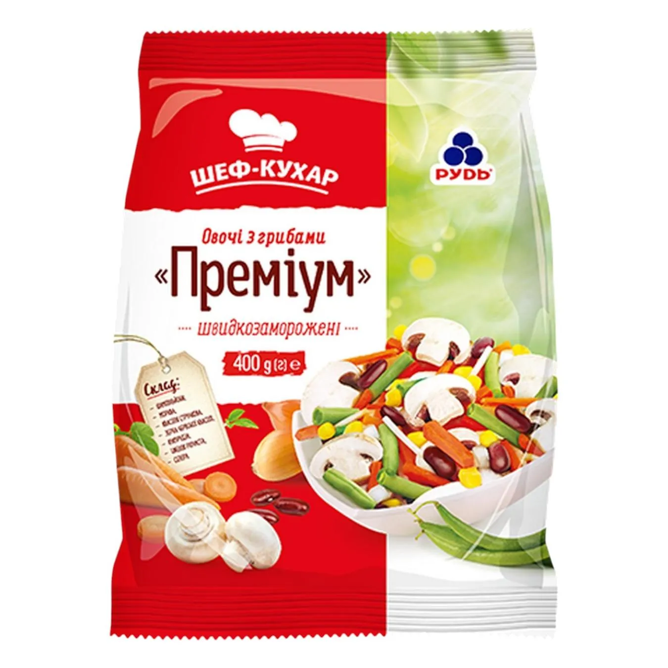 Овочі з грибами Рудь Преміум швидкозаморожені 400г - Фото 6