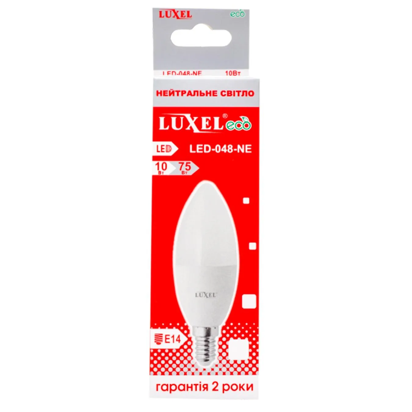 Лампа Luxel LED свічка нейтральне світло 10Вт C37 E14 4000К 048-NЕ - Фото 1