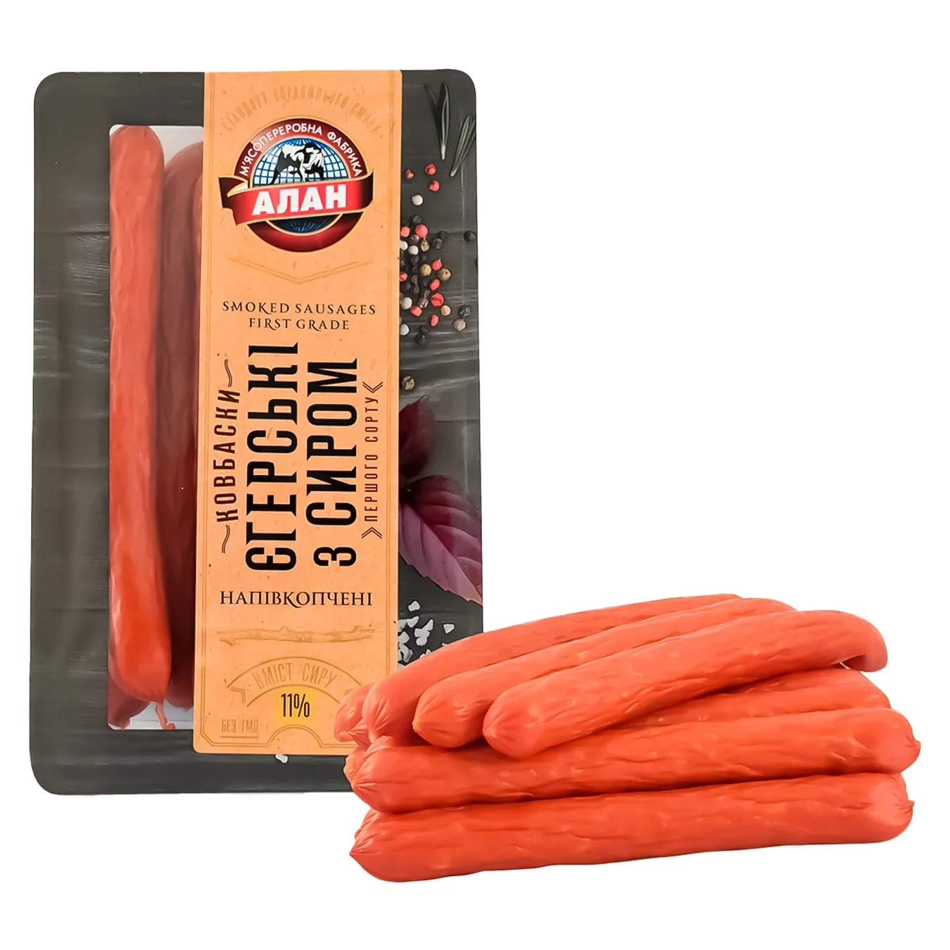 Ковбаски Алан Єгерські з сиром варено-копчені - Фото 1