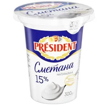 Сметана President 10% 300г зображення