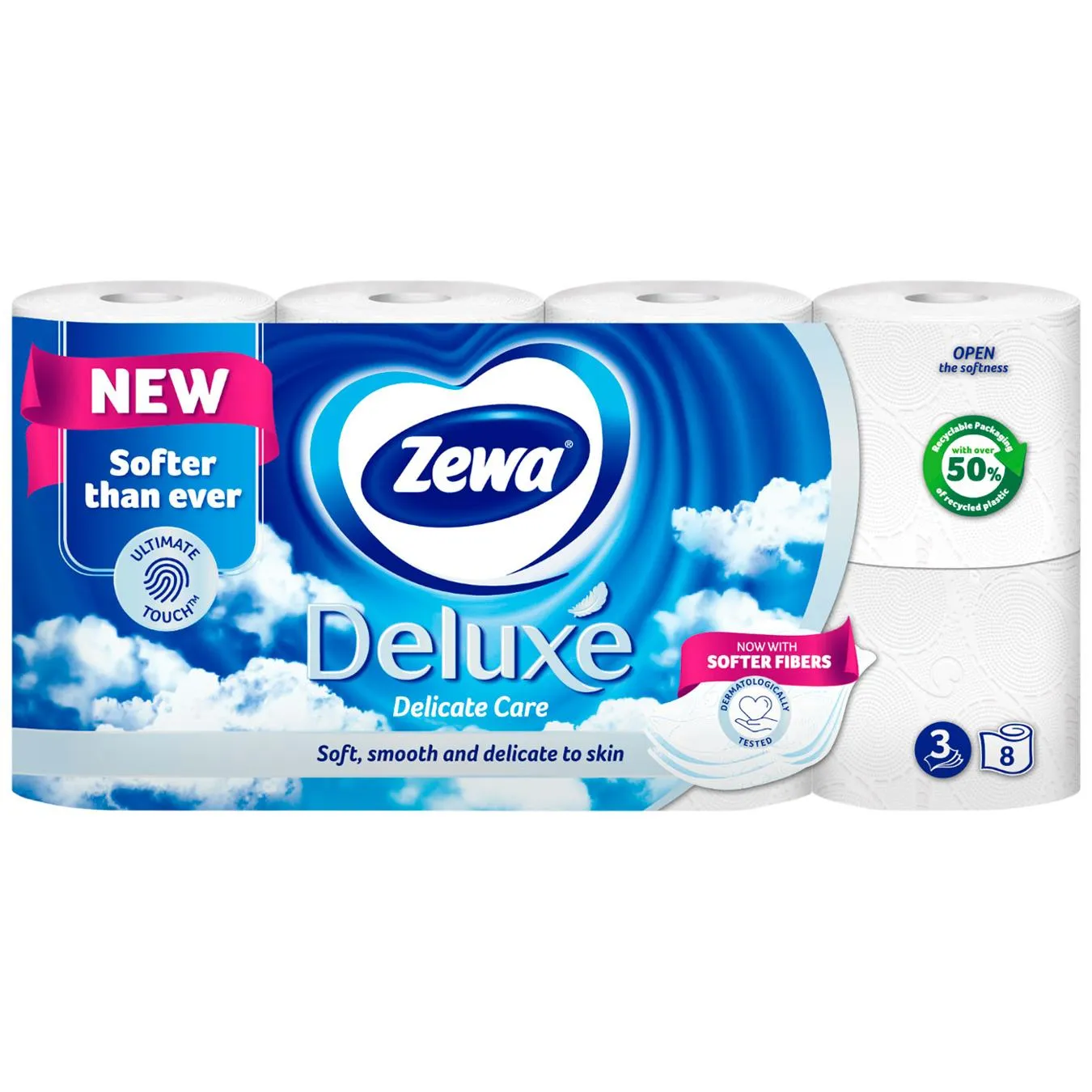 Туалетний папір Zewa Deluxe Delicate Care білий 3-шаровий 8шт зображення