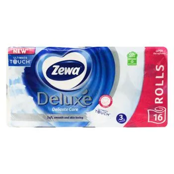 Туалетний папір Zewa Deluxe білий 3-шаровий 16шт зображення