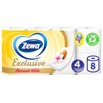 Туалетний папір Zewa Exclusive Almond Milk білий 4-шаровий 8шт зображення