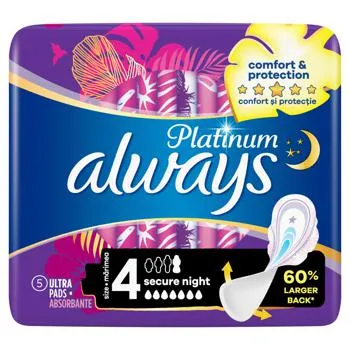 Прокладки гігієнічні Always Platinum Secure Night 4 5шт зображення