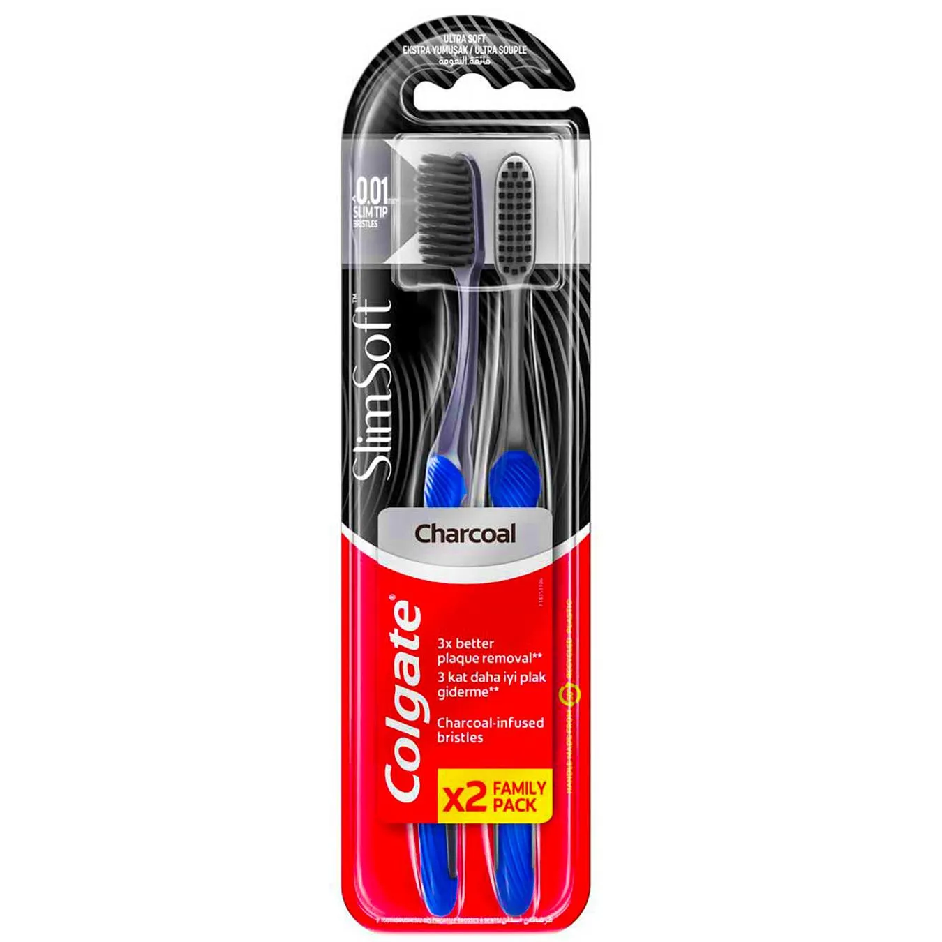 Зубна щітка Colgate Slim Soft Charcoal Деревне Вугілля 2шт зображення