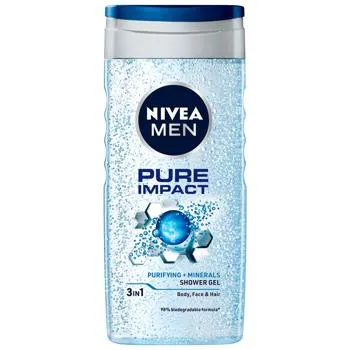 Гель для душу Nivea Men Pure Impact 3в1 250мл - Фото 1