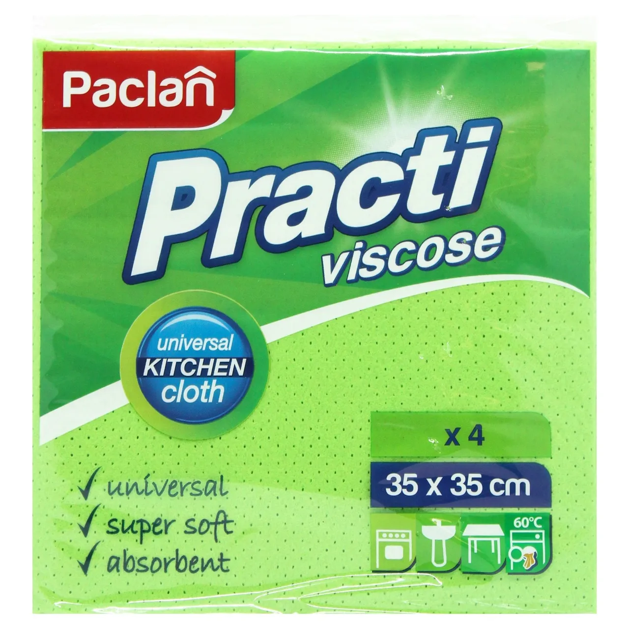 Ганчірка Paclan віскозна 35x35см 4шт - Фото 1
