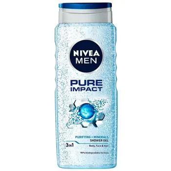 Гель для душу Nivea Men Pure Impact 500мл - Фото 1
