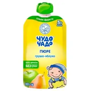 Пюре Чудо-Чадо Груша-яблуко для дітей з 4-х місяців 90г зображення