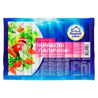 Крабові палички Водний Світ заморожені 450г зображення
