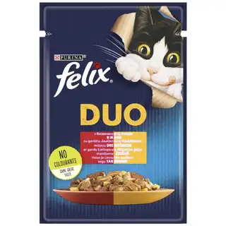 Корм вологий Felix Fantastic Duo з яловичиною та птицею для дорослих котів 85г зображення