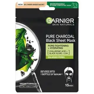 Маска для обличчя Garnier Skin Naturals Очищуюче вугілля та водорості 28г зображення