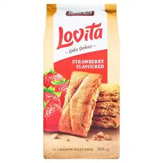 Печиво Roshen Lovita Cake Cookies з полуничною начинкою 168г зображення
