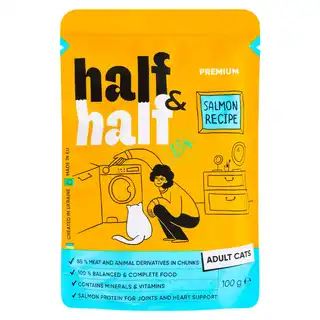 Корм вологий Half&Half з лососем для дорослих котів 100г зображення
