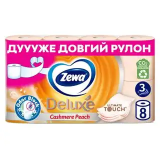Туалетний папір Zewa Deluxe Cashmere Peach 3-шаровий 8шт зображення