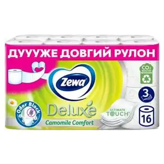 Туалетний папір Zewa Deluxe Ромашка білий 3-шаровий 16шт зображення