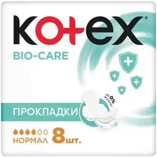Прокладки гігієнічні Kotex Bio Care Normal 8шт зображення
