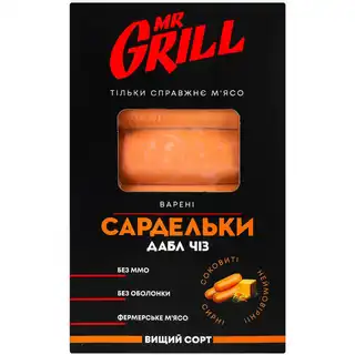 Сардельки Mr.Grill Дабл Чіз варені вищий сорт 350г зображення