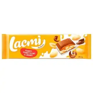 Шоколад молочний Roshen Lacmi з арахісом і карамельно-арахісовою начинкою 295г зображення