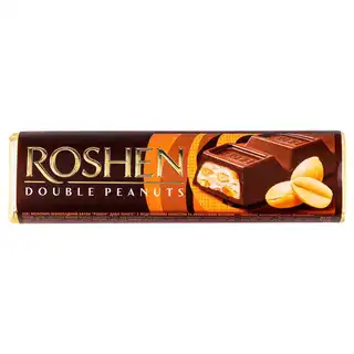 Батончик Roshen Double Peanuts молочно-шоколадний арахіс-крем 39г зображення