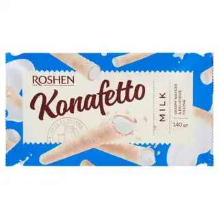 Трубочки вафельні Roshen Konafetto з молочною начинкою 140г зображення