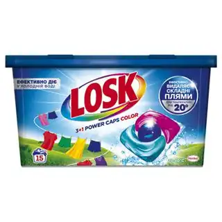Капсули для прання Losk 3+1 Power Color 15шт зображення