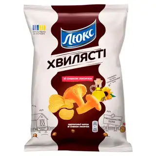 Чипси Люкс рифлені зі смаком лисичок 125г зображення