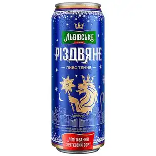Пиво Львівське Різдвяне темне 4,2% 0,48л зображення